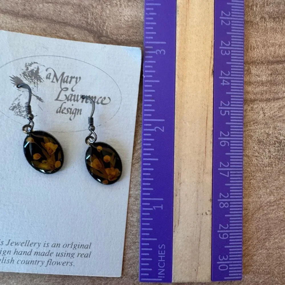 Dried English Country Flower Dangle Earrings Mary Lawrence Design Cottagecore